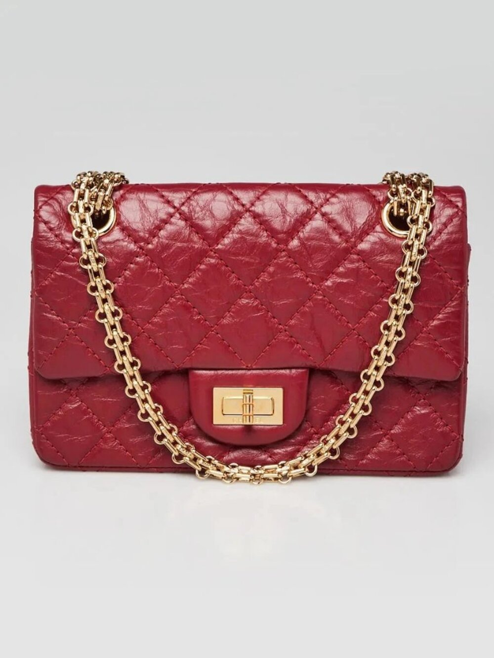 Chanel Red Quilted Aged Calfskin Leather 2.55 Reissue Mini Flap Bag
